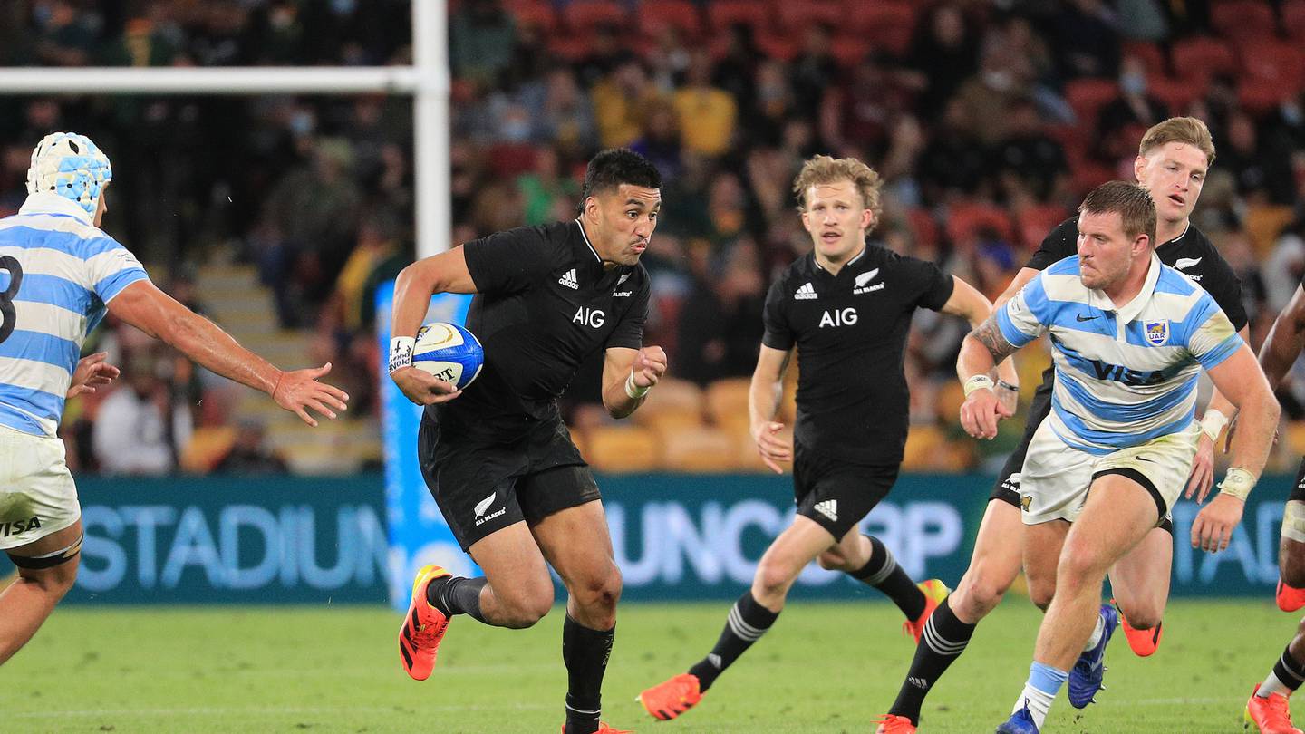 Rieko Ioane charges ahead during an All Blacks test against Argentina. Photosport