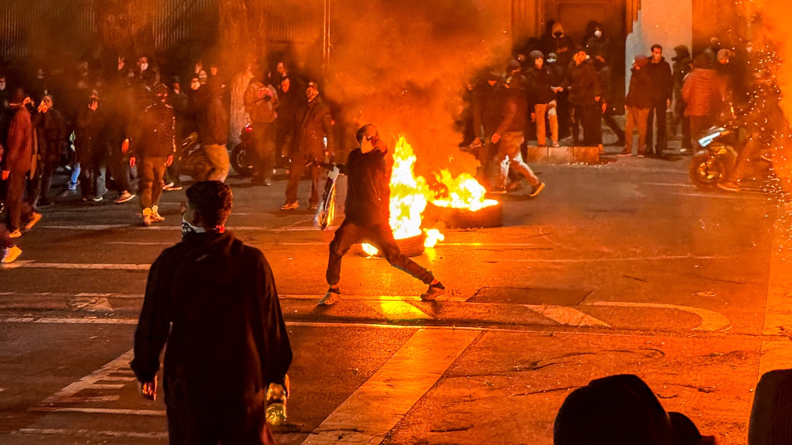 Iranians gather while blocking a street during a protest in Tehran, Iran on January 9, 2026. Photo / MAHSA / Middle East Images via AFP