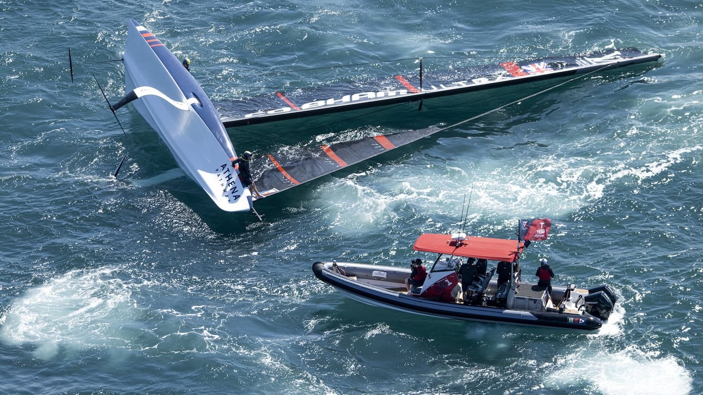 America's Cup team capsizes in 'massive bang' ahead of first prelim regatta