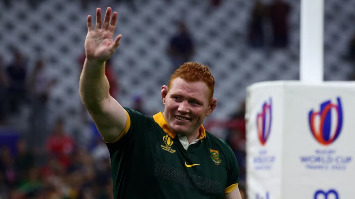 Steven Kitshoff announced his retirement due to a serious neck injury, ending his rugby career. The 33-year-old, capped 83 times, was a key player in South Africa's 2019 and 2023 World Cup wins. Photo / AFP