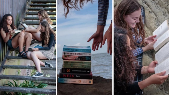 The West Auckland teens have started an online pre-loved bookstore. (Photo / Supplied)