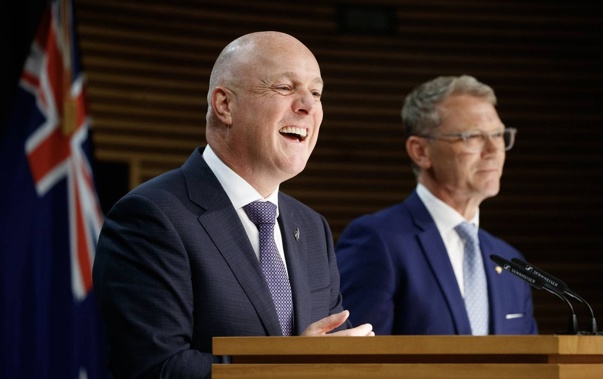 Prime Minister Christopher Luxon during the post-Cabinet press conference with Justice Minister Paul Goldsmith. Photo / Mark Mitchell