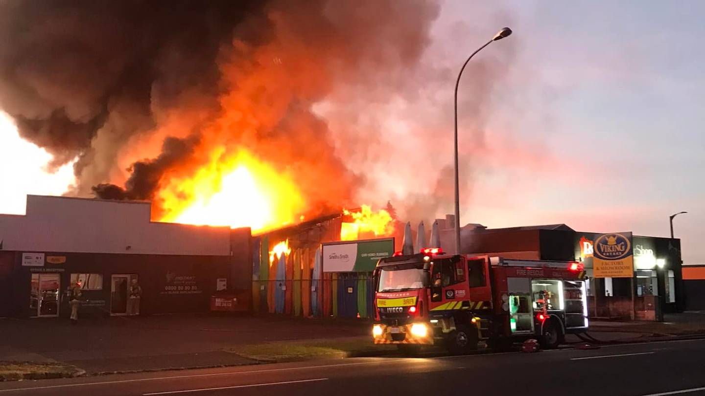 The fire last at Viking Kayaks, Matamata. Photo / Tony Green Facebook