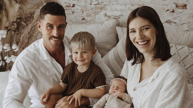 Rob Ludlow, pictured with his wife and children, is in hospital in a coma following an alleged assault in central Whangārei. Photo / Supplied