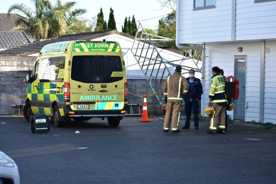 Emergency services are attending a workplace incident where two construction workers were injured after a scaffolding collapsed. Photo / Darren Masters