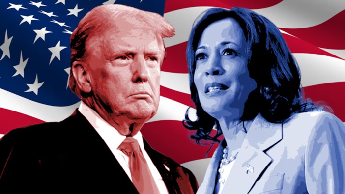 Republican US presidential candidate Donald Trump and Democratic vice-president Kamala Harris. Graphic / NZME