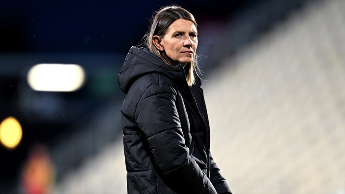 Coach Jitka Klimkova of New Zealand looks on ahead of the International Friendly match between New Zealand Football Ferns and Thailand at Apollo Projects Stadium on April 09, 2024 in Christchurch, New Zealand. (Photo by Joe Allison/Getty Images)