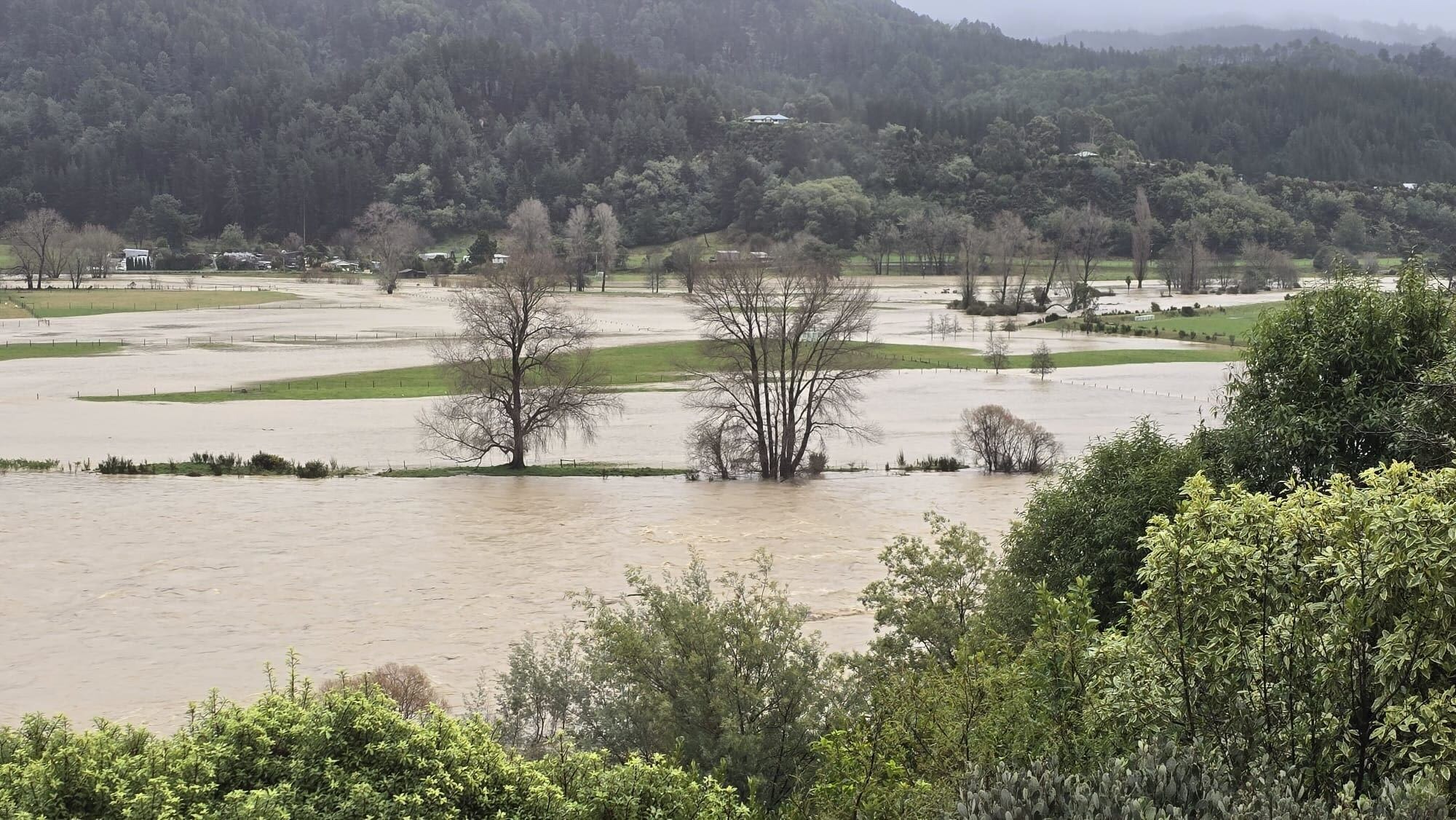 The Motueka River is continuing to rise as the top of the South Island gets inundated by heavy rain. Photo / Marlene Howie