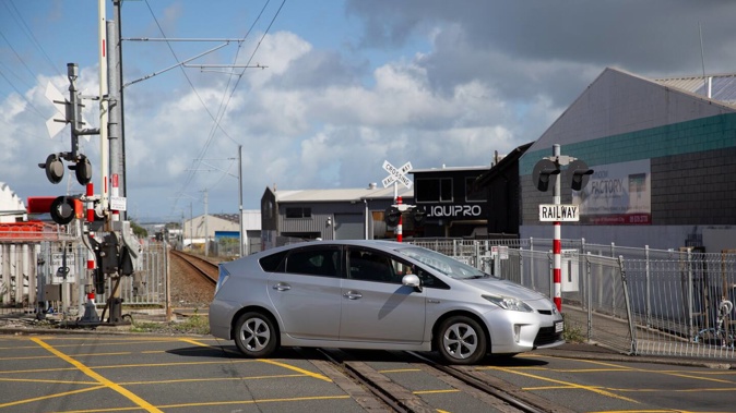 The level crossing on Maurice Rd, Penrose, where a fatal accident occurred on April 4. Photo / Sylvie Whinray