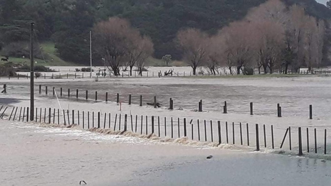 Properties bordering the Wharekahika River have been flooded this morning. Photo / Tairāwhiti Civil Defence