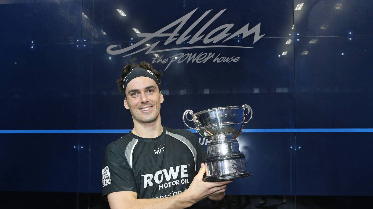 Paul Coll celebrates with the British Open trophy. (Photo / PSA)