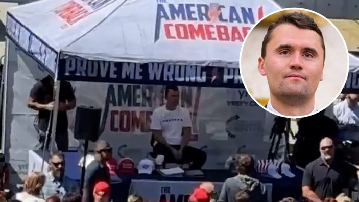 Right-wing youth activist and influencer Charlie Kirk (inset), a major ally of President Donald Trump, has been shot dead in a "political assassination".