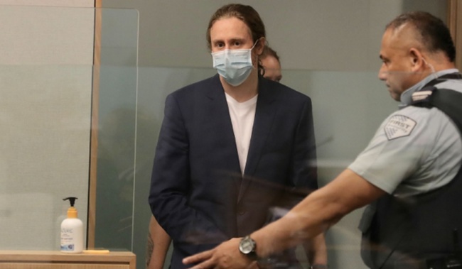 Xavier Valent enters the dock on the first day of his trial at the Auckland High Court. Photo / Michael Craig