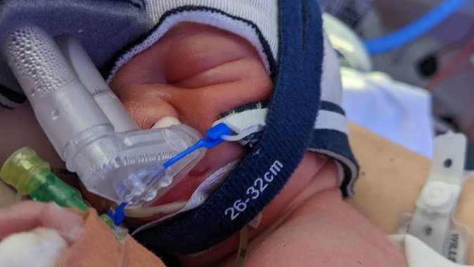 Jonathan is the heaviest of the quads, weighing in at 1.647kg after being born premature at 31 weeks and one day. (Photo / Supplied)