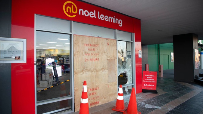 The windows had only just been repaired when burglars struck again. (Photo / Hayden Woodward)