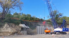 Work on the slip repair on Dartmoor Rd alongside the Tutaekuri River. Photo / NZME