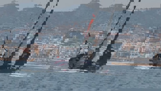 Alinghi nosedived while training in Barcelona. Photo / America's Cup