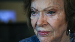 FILE - Former first lady Rosalynn Carter speaks during a news conference at The Carter Center, Nov. 5, 2019, in Atlanta. Carter, the closest adviser to Jimmy Carter during his one term as U.S. president and their four decades thereafter as global humanitarians, has died at the age of 96. (AP Photo/Ron Harris, File)