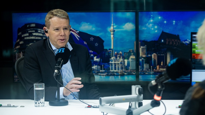 Labour Leader Chris Hipkins in studio with Kerre Woodham. Photo / Dean Purcell