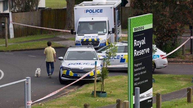 The scene at Royal Reserve in Massey, where police have cordons in place concerning an ongoing homicide investigation. Photo / Jason Oxenham