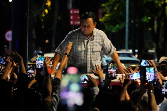 Presidential candidate Prabowo Subianto greets supporters in Jakarta, Indonesia. Photo / AP
