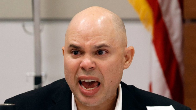 Ilan Alhadeff speaks angrily while giving his victim impact statement during the penalty phase of the trial of Marjory Stoneman Douglas High School shooter Nikolas Cruz. Photo / AP