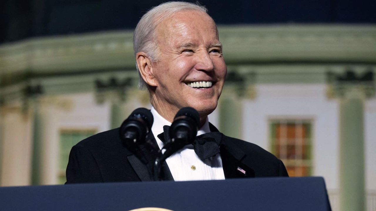 US President Joe Biden speaks during the White House Correspondents' Association dinner at the Washington Hilton in Washington, DC, April 29, 2023. (Photo by SAUL LOEB / AFP) (Photo by SAUL LOEB/AFP via Getty Images)