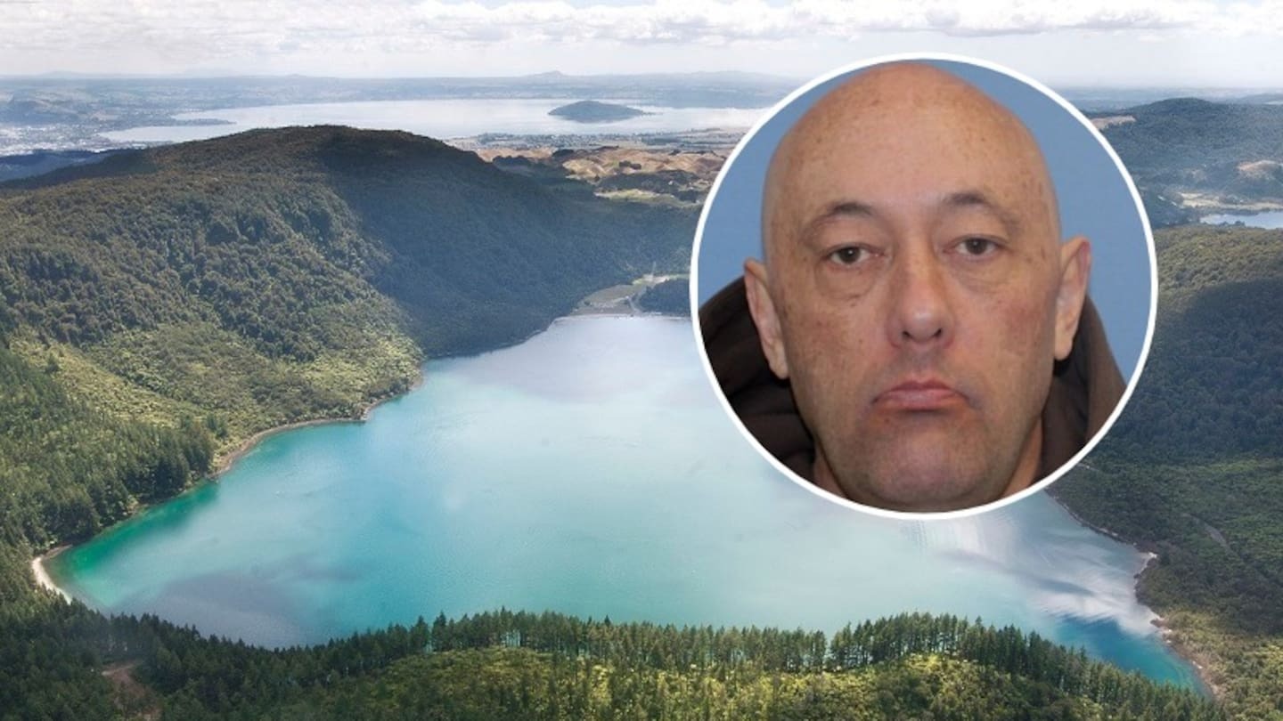 Search and rescue teams have hunted the shorelines and island of Rotorua's Blue and Green lakes for Jeremy Robertson after the death of a woman in Pahīatua.
