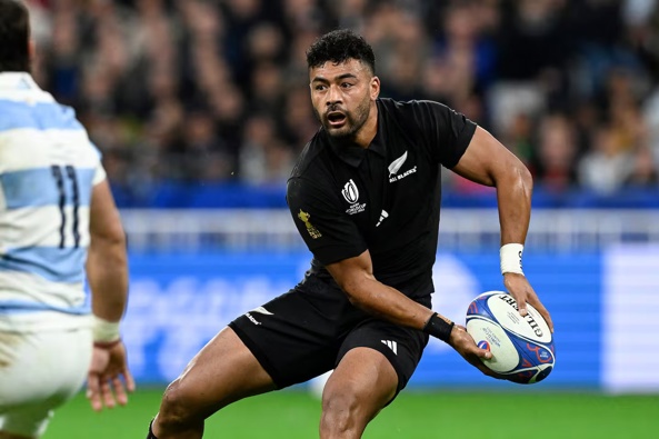 Richie Mo'unga pictured in action against Argentina in the 2023 Rugby World Cup semifinal at Stade de France. Photo / Photosport