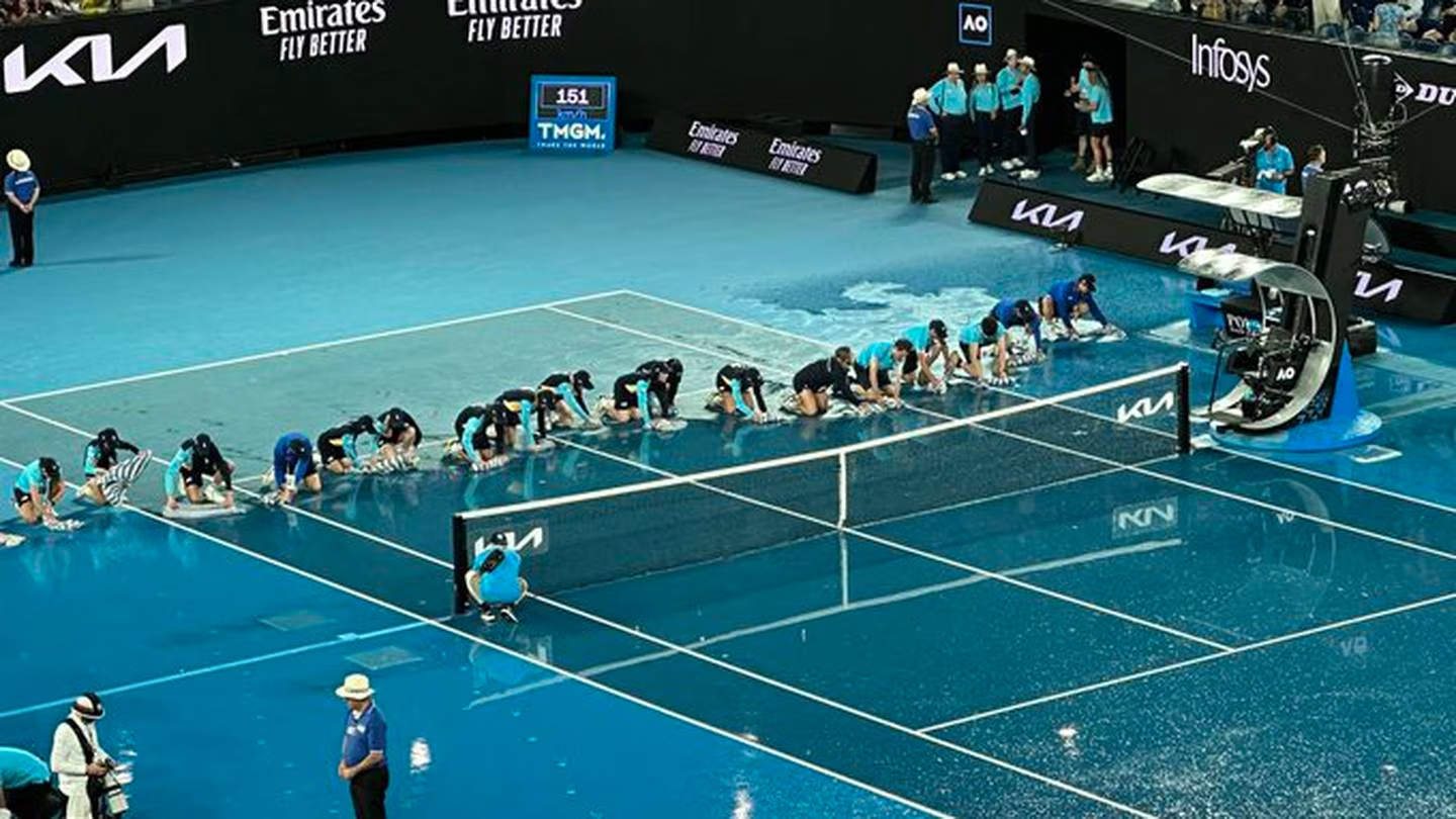 The Australian Open has electronic line judges and technology but this image has sparked more than a few raised eyebrows. Photo / Twitter