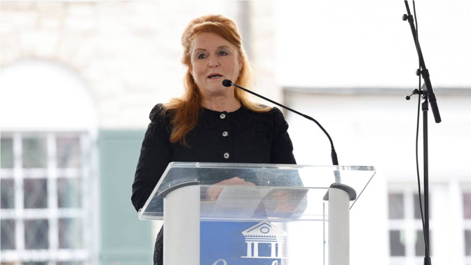 Sarah Ferguson, Duchess of York, speaks at the public memorial for Lisa Marie Presley on January 22, 2023 in Memphis, Tennessee. Photo /Getty Images