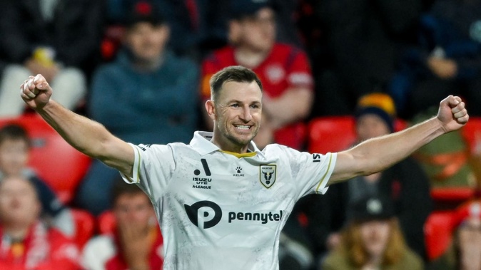 Tommy Smith celebrates for Macarthur FC. Photo / Getty Images