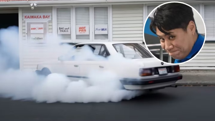 The burnout scene in the latest Tina from Turners ad has been deemed socially irresponsible by New Zealand's advertising watchdog. Screengrabs / YouTube
