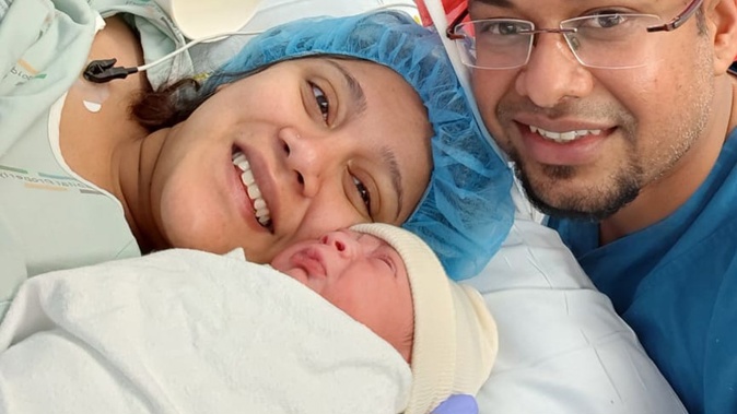 Shraddha and Gaurav Patil with their baby boy, Aarav. Photo / NZ Police