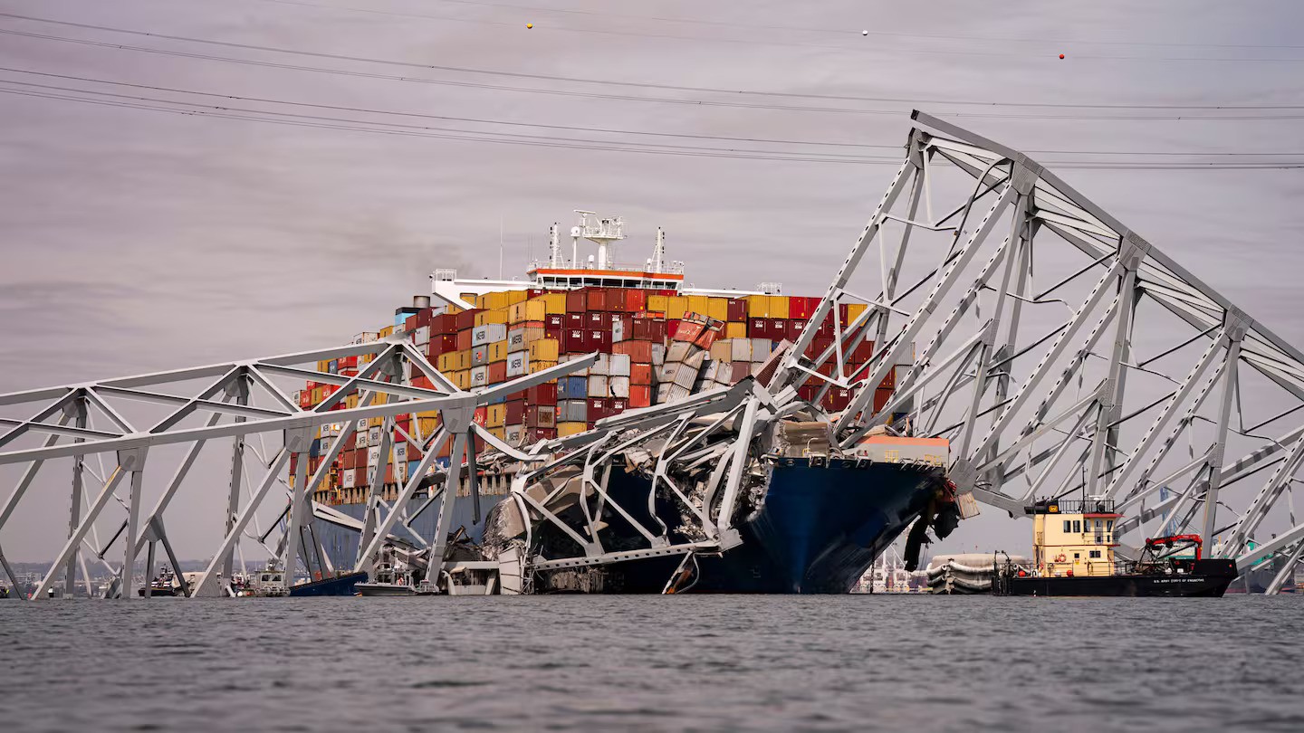 In March 2024, the cargo ship Dali experienced an electrical blackout about 10 hours before leaving the Port of Baltimore and again shortly before it slammed into the Francis Key Bridge and killed six construction workers. Photo / Getty Images