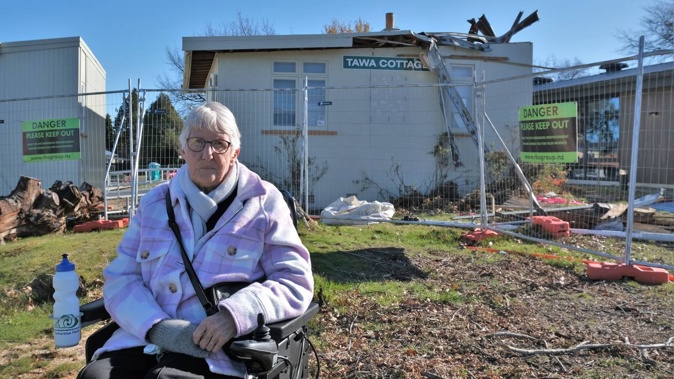 Pam McLeod is protesting the demolition of the former matron's cottage at Waiora House.