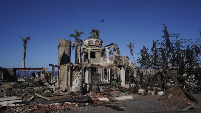 Wildfire damage is shown, Saturday, Aug. 12, 2023, in Lahaina, Hawaii. Photo / AP