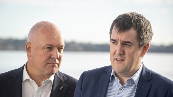 National Party leader Christopher Luxon (left) hinted recently at today's policy announcement made by housing spokesman Chris Bishop. Photo / Michael Craig
