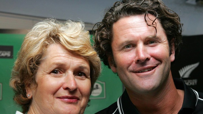 New Zealand cricketing all rounder Chris Cairns and his mother Sue Wilson pictured in 2006. (Photo / Simon Baker)