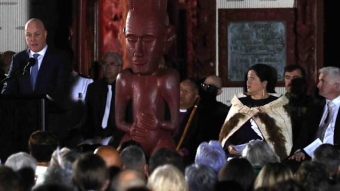 Prime Minister Christopher Luxon at last year's Dawn Service at Waitangi. Photo / Michael Cunningham