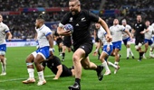 Dane Coles heads for the tryline in the 2023 Rugby World Cup Pool A match against Italy in Lyon, France. Photo / Photosport
