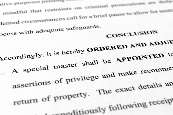 A page from the order granting a request by former President Donald Trump's legal team to appoint a special master to review documents seized by the FBI during a search of his Mar-a-Lago estate. Photo / AP
