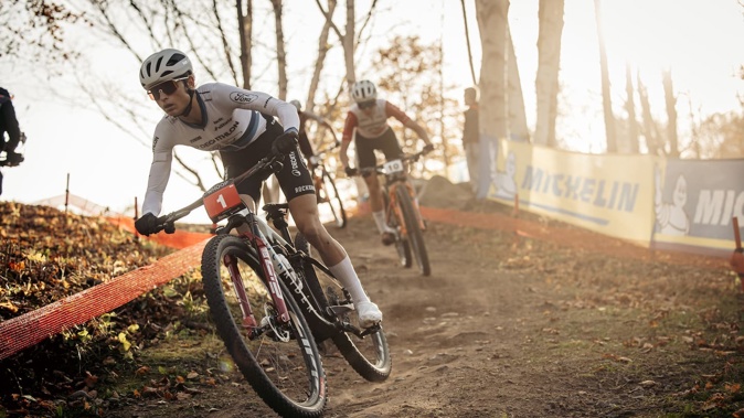 Samara Maxwell of New Zealand competes in the UCI Mountain Bike World Championships Cross Country XCC Women Elite in Quebec. Photo / Getty Images