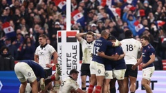 Beauden Barrett reacts in the All Blacks' loss to France. Photo / AFP.