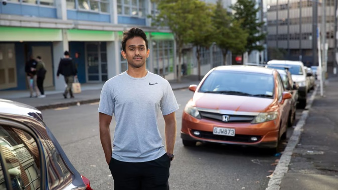 Anil Ramnath faces paying more than $11,000 a year to park on the street outside his central Auckland apartment under planned changes by Auckland Transport. Photo / Sylvie Whinray