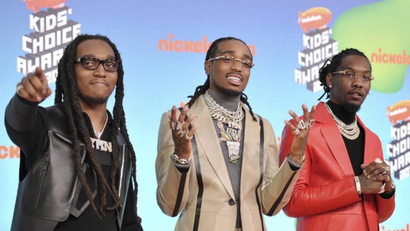 (L-R) Takeoff, Quavo and Offset, of Migos. Photo / AP