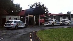 Police guard Gisborne Hospital emergency department after a deadly brawl in the city overnight. Photo / Murray Robertson