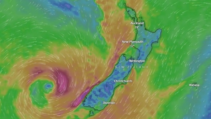 Tasman, Marlborough and Westland residents could see up to 300mm of rain during today and tomorrow. Photo / Windy.com