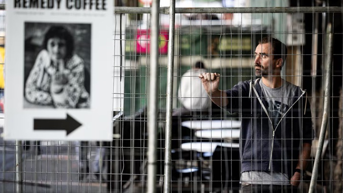 The owner of Remedy Cafe, Richard O'Hanlon, is facing a bleak future due to roadworks on Wellesley St West in the Auckland CBD. Photo / Jason Oxenham