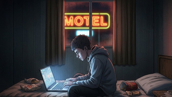 A teen in the care of Oranga Tamariki spent more than a year living in a Tauranga motel. Illustration / AI generated